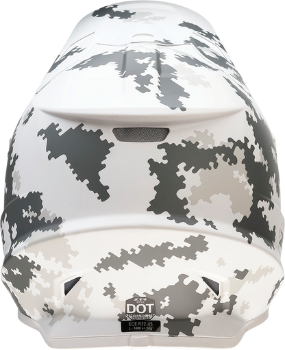 Z1R Rise snow helmet in Digi Camo White and Gray, small size, with aerodynamic design and adjustable strap.