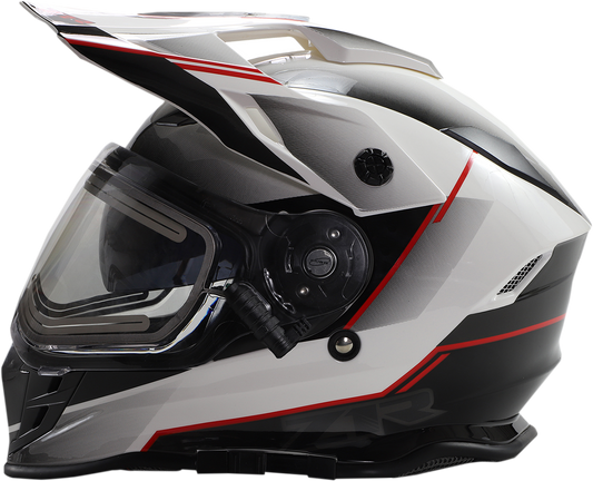 Z1R Range Snow Helmet Bladestorm Electric in black, red, and white with dual-pane visor, size XS, front view.