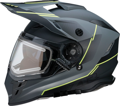 Z1R Range Snow Helmet Bladestorm Electric Dual Pane with clear visor and aerodynamic design for winter motorcycle riding.