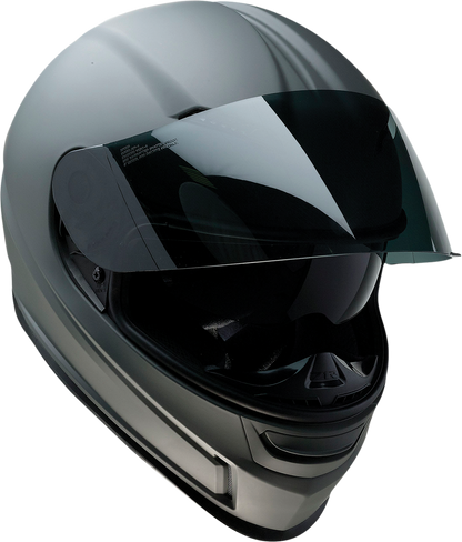 Z1R Jackal motorcycle helmet in primer gray with smoke shield, XL size, showing the sleek aerodynamic design and secure strap.