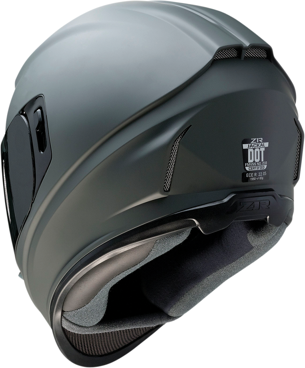 Z1R Jackal helmet in primer gray with smoke shield, 3XL size, showing the helmet's smooth matte finish and clear visor