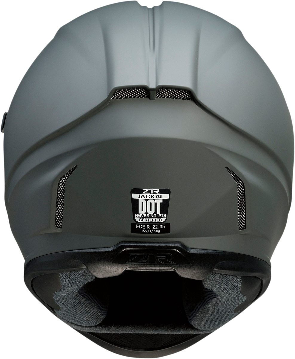 Z1R Jackal helmet in primer gray with smoke shield, XL size, featuring a sleek aerodynamic design and matte finish.