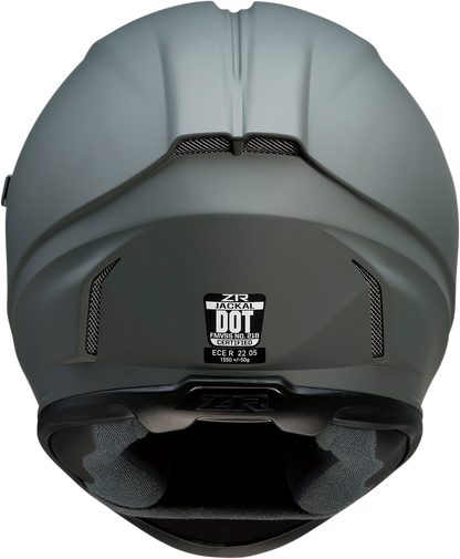 Z1R Jackal helmet in primer gray with smoke shield, XL size, featuring a sleek aerodynamic design and matte finish.