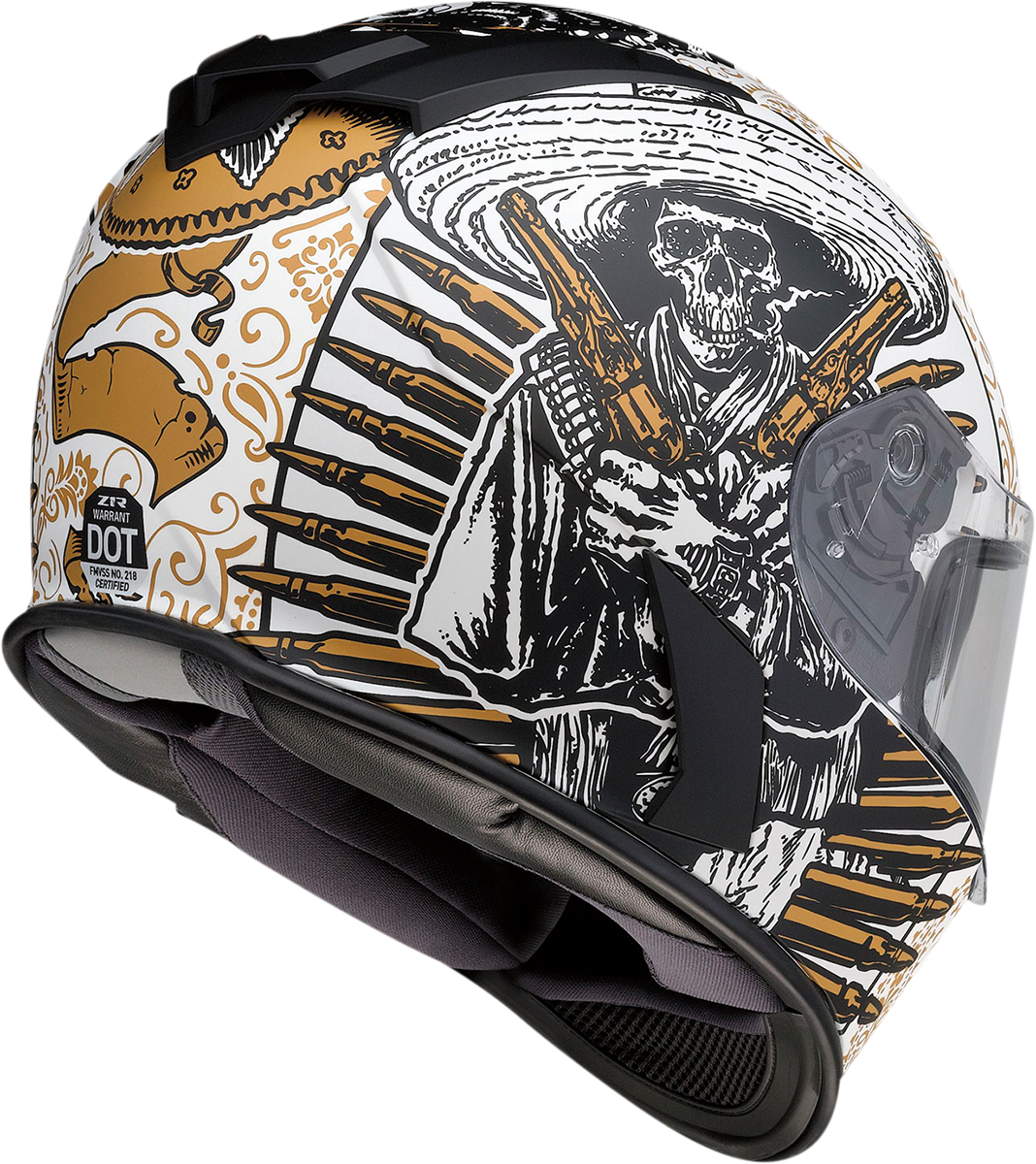 Z1R, Z1R Warrant Sombrero Helmet - White and Gold, XS | Part 0101-14164