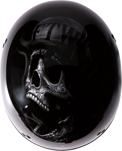 Z1R Vagrant motorcycle helmet in black and gray, small size, featuring a sleek design and secure chin strap.
