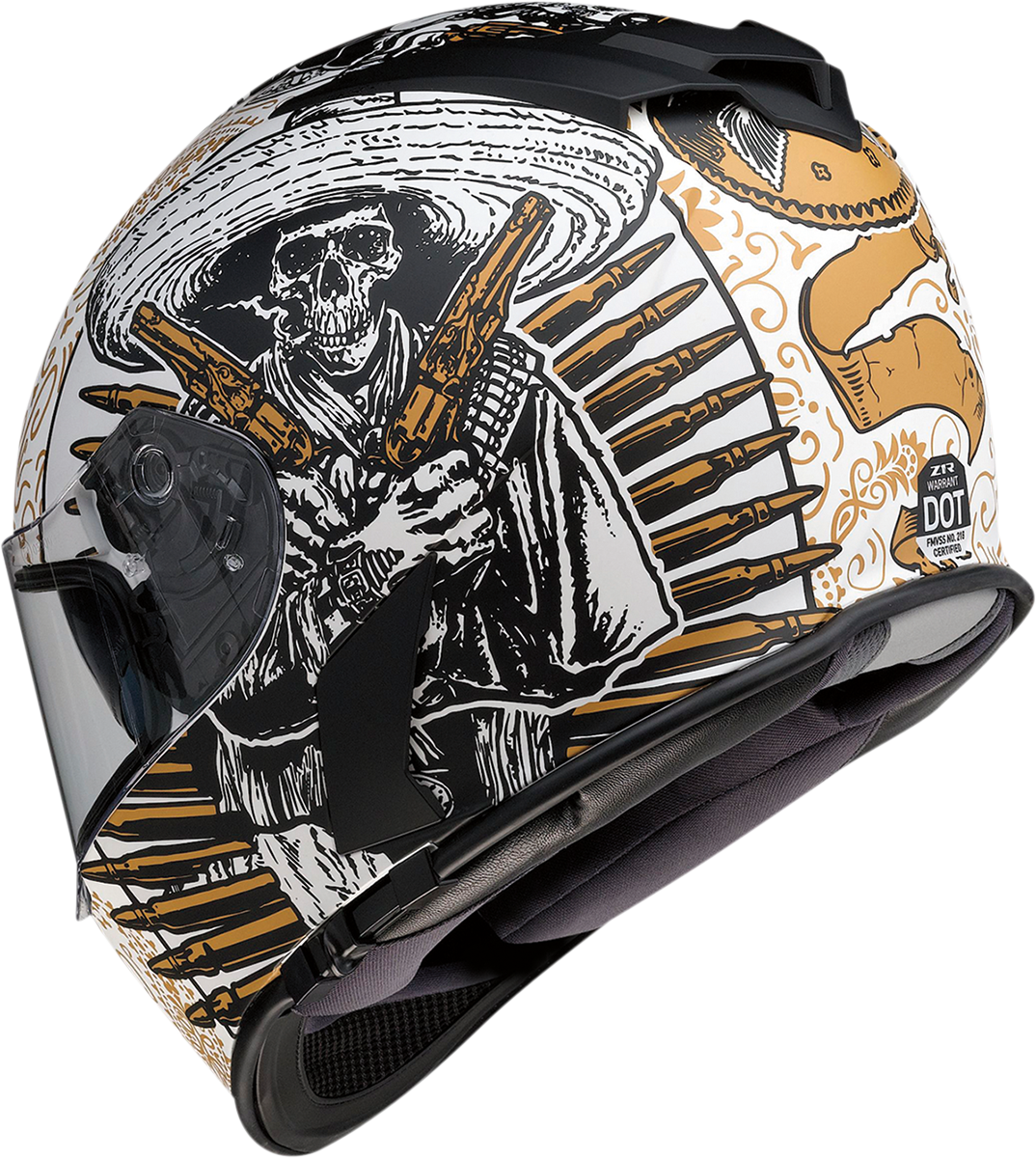 Z1R, Z1R Warrant Sombrero Helmet - White and Gold, XS | Part 0101-14164