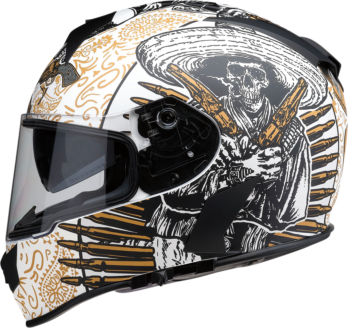 Z1R, Z1R Warrant Sombrero Helmet - White and Gold, XS | Part 0101-14164
