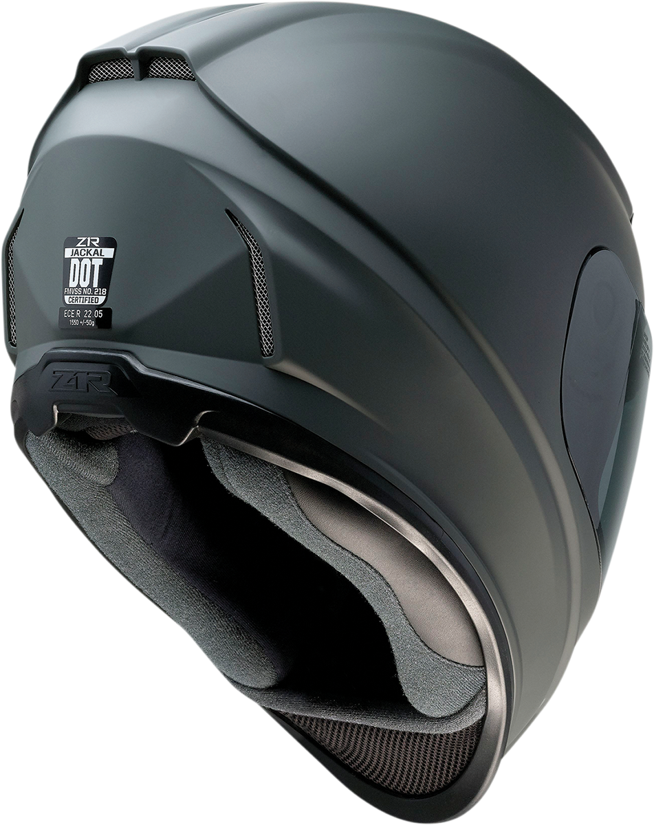 Z1R Jackal Helmet Primer Gray with Smoke Shield, medium size, showing helmet front view with visor and detailed design.