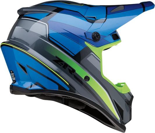 Blue and Hi-Viz Z1R Rise Motorcycle Helmet in large size, featuring sleek design and sturdy construction.