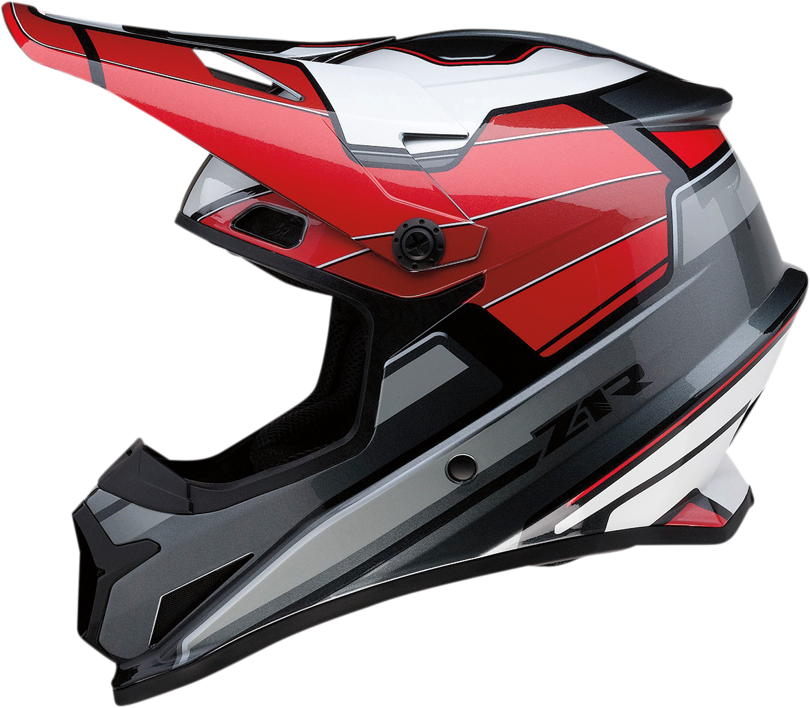 Z1R, Z1R Rise Motorcycle Helmet - Red and Gray, Size 2XL (Part No. 0110-7213)
