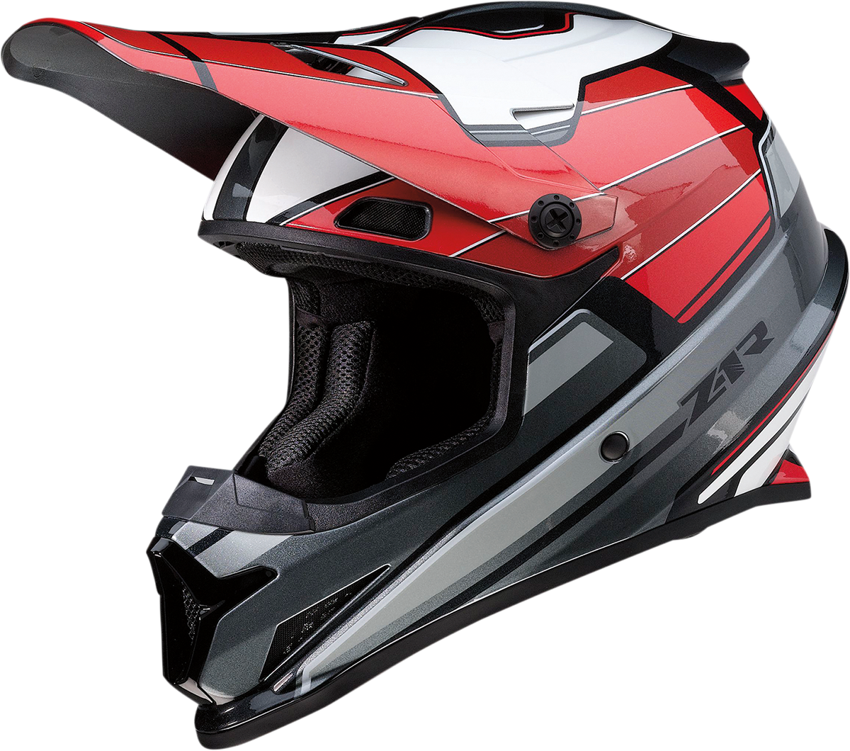 Z1R, Z1R Rise Motorcycle Helmet - Red and Gray, Size 2XL (Part No. 0110-7213)
