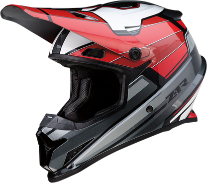 Z1R, Z1R Rise Motorcycle Helmet - Red and Gray, Size 2XL (Part No. 0110-7213)
