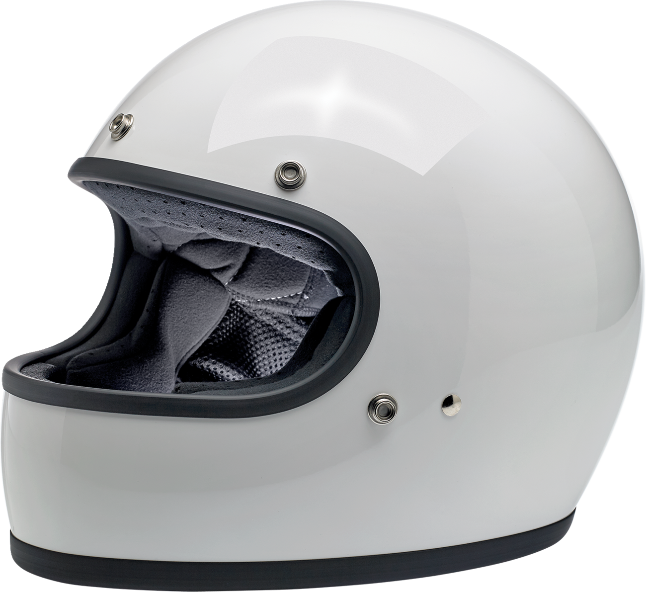 Gloss white BILTWELL Gringo helmet in large size, featuring a smooth finish and modern helmet design by Bill's Exhausts.