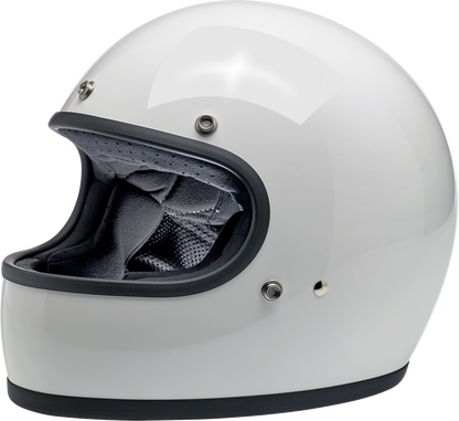 Gloss white BILTWELL Gringo helmet in XL size, showcasing its sleek design and sturdy construction for motorcycle riding.