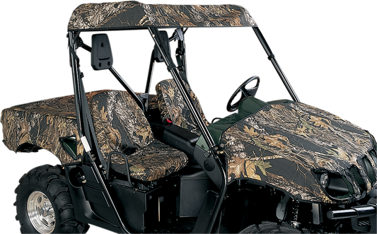 Moose Offroad Rhino Roof Cap in Mossy Oak camouflage, durable truck bed accessory for off-road vehicles.