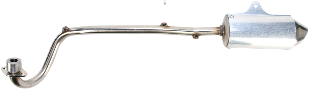 FMF Powercore 4 motorcycle exhaust system in black with sleek design and high-performance features, shown from side angle.