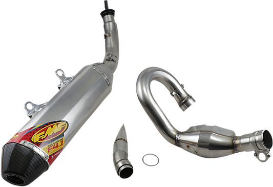 FMF 4.1 RCT motorcycle exhaust with MegaBomb silencer, shown in black with metal end cap, designed for high performance riding.