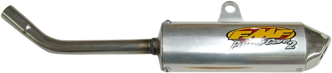FMF Powercore 2 Silencer for 2-stroke off-road motorcycles, showcasing the high-performance motorcycle exhaust with FMF branding.