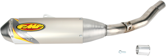 FMF Powercore 4 motorcycle muffler, black with silver accents, designed for improved performance on sport bikes.