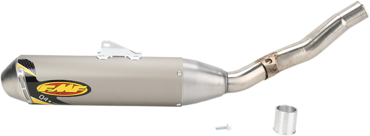 FMF Q4 Muffler off-road motorcycle exhaust with high-performance sound suppression and durable construction.