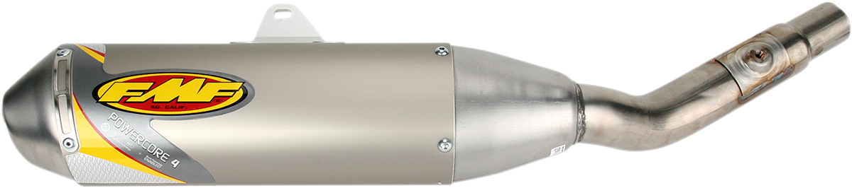 FMF Powercore 4 muffler for enhanced motorcycle performance and durability, shown in the image.