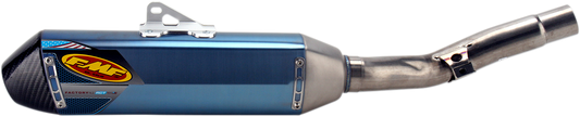 FMF Factory 4.1 RCT muffler in anodized titanium with sleek design and branding, showing the lightweight, high-performance motorcycle exhaust.
