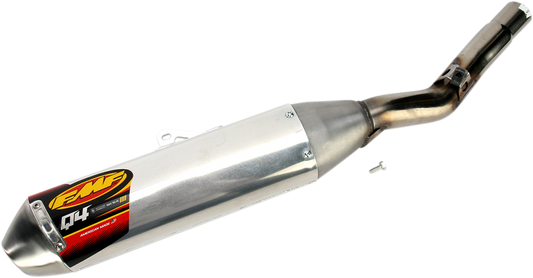 FMF Q4 HEX off-road motorcycle muffler, high-performance exhaust system with sleek design, shown in the image.