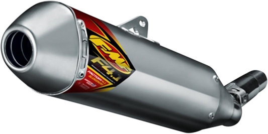 FMF Factory 4.1 RCT Muffler in aluminum, designed for enhanced motorcycle performance and durability, shown in the image.