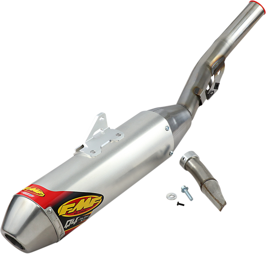FMF Q4 HEX muffler for off-road motorcycle, high-performance exhaust system with sleek design and durable construction.