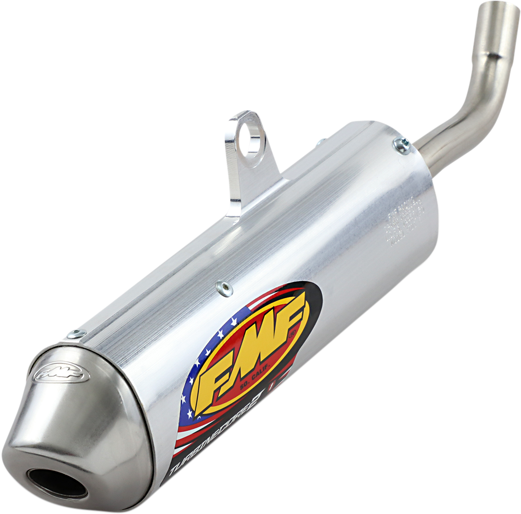 FMF Turbinecore 2 silencer part 025227 for motorcycle exhaust system, showcasing durable metal construction and precise fit.