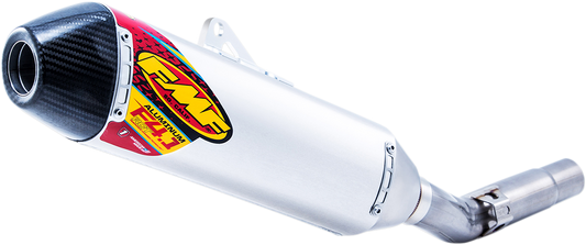 Aluminum FMF Factory 4.1 RCT muffler with FMF branding, designed for motorcycle exhaust systems.