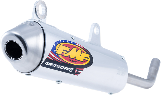 FMF Turbinecore 2 motorcycle silencer, durable exhaust component with enhanced performance, shown in the image.