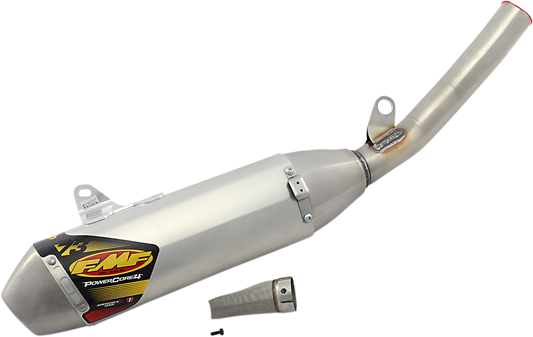 FMF PowerCore 4 HEX muffler, high-performance motorcycle exhaust with durable construction and enhanced power.
