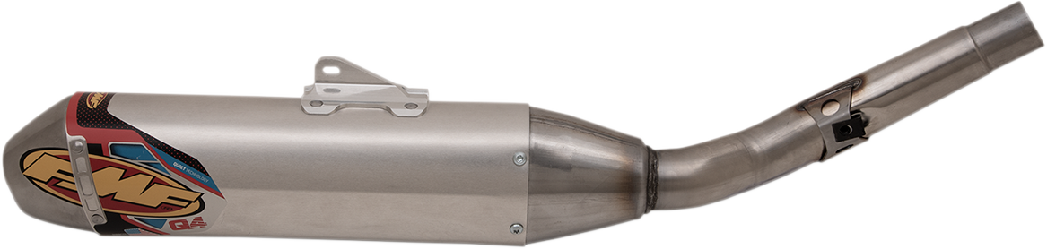 FMF Q4 HEX muffler for off-road motorcycle, high-performance exhaust system with sleek design and durable construction.