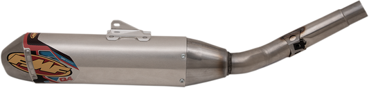 FMF Q4 HEX muffler for off-road motorcycle, high-performance exhaust system with sleek design and durable construction.