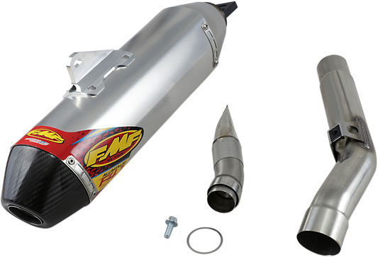 FMF Factory 4.1 RCT aluminum muffler showcasing a sleek design for enhanced motorcycle performance and durability.