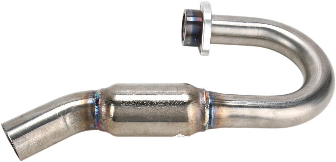 FMF PowerBomb header exhaust pipe with increased performance and improved exhaust flow, shown in the product image.