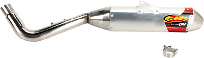 FMF Q4 HEX off-road motorcycle muffler with sleek black finish and compact design, designed for high-performance exhaust systems.