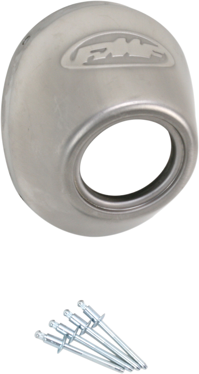 FMF stainless steel end cap for PC4 and Q4 exhaust systems, part number 040634, shown in the image.
