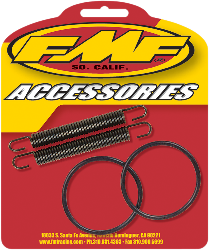 FMF Pipe Spring and O-Rings Kit for exhaust systems, includes replacement parts for FMF motorcycle exhausts, durable and reliable.