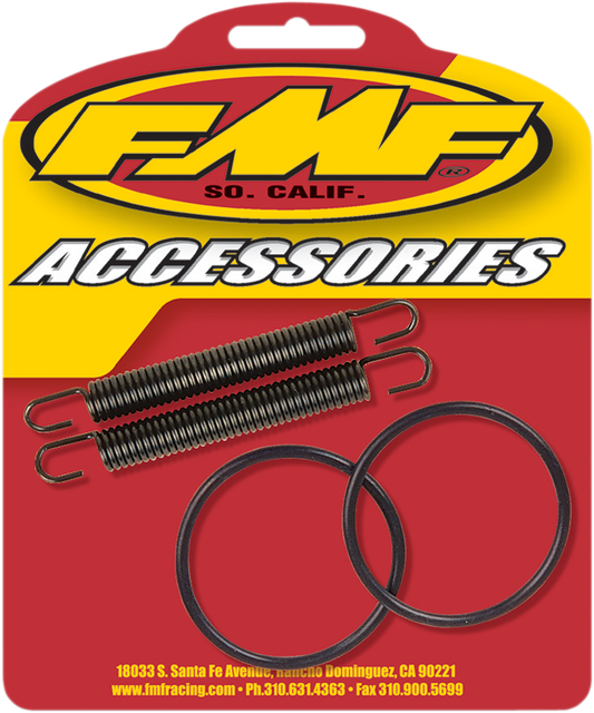 FMF Pipe Spring and O-Rings Kit for exhaust systems, includes replacement parts for FMF motorcycle exhausts, durable and reliable.