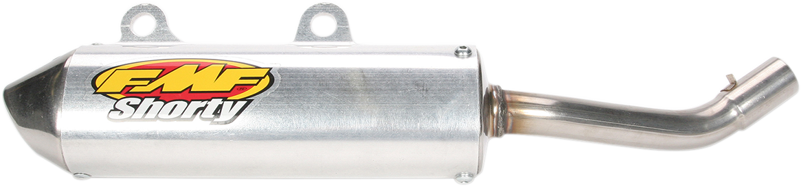 FMF Powercore 2 Shorty Silencer for Supercross bikes, showing a sleek motorcycle exhaust component with FMF branding.