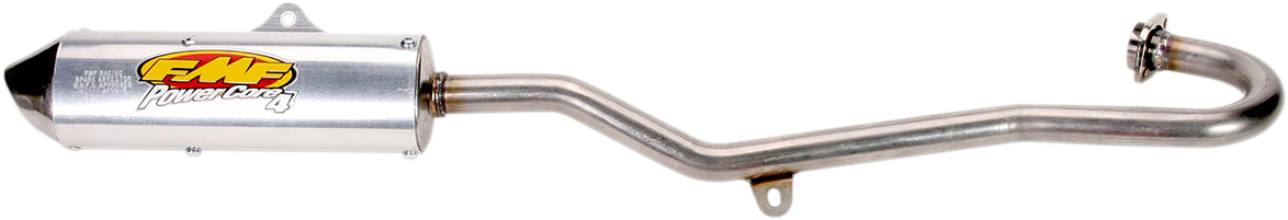 FMF Powercore 4 exhaust with Hi-Flo end cap for 4-stroke motorcycles, shown in the product image.