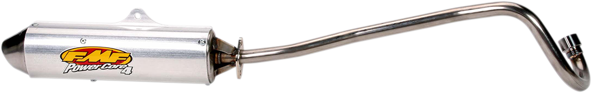 FMF Powercore 4 exhaust system part 041017 for 4-stroke motorcycles, showing the sleek black and silver muffler design.