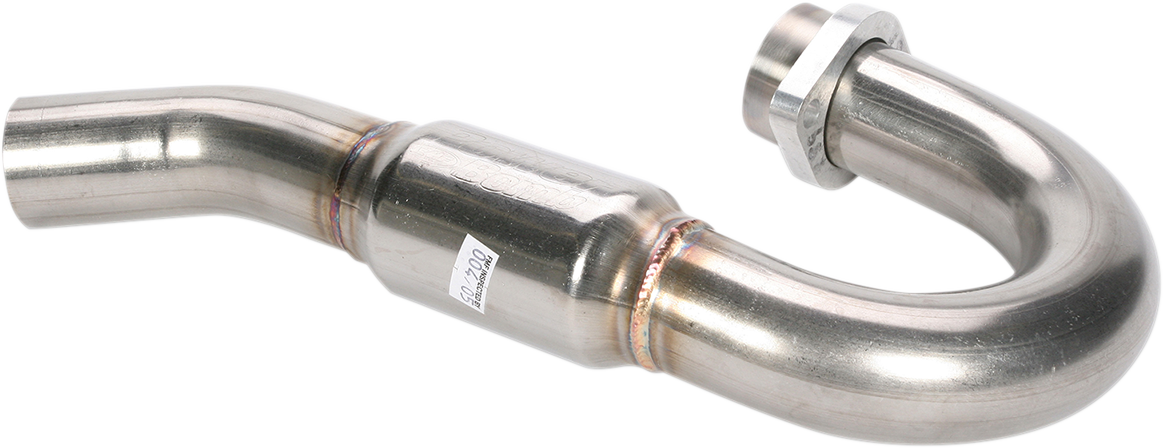 FMF PowerBomb header pipe for motorcycles, featuring a durable metal construction and enhanced performance with sound control.