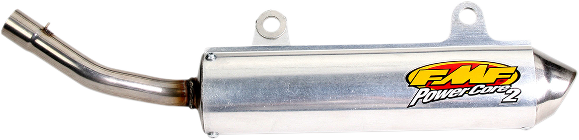 FMF Powercore 2 Silencer for 2-stroke engines, showing the black metal motorcycle exhaust component with FMF branding.