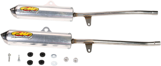 FMF Powercore 2 Silencer for 2-stroke motorcycles, featuring a performance flow end cap and durable metal construction.
