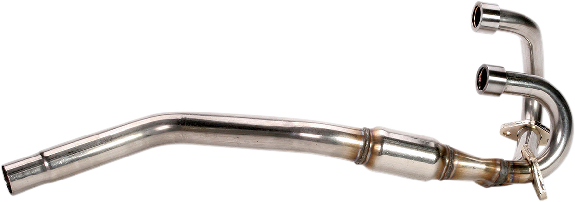 FMF PowerBomb motorcycle exhaust header 040014 showing the high-performance, chrome-plated design with sleek pipes and branding