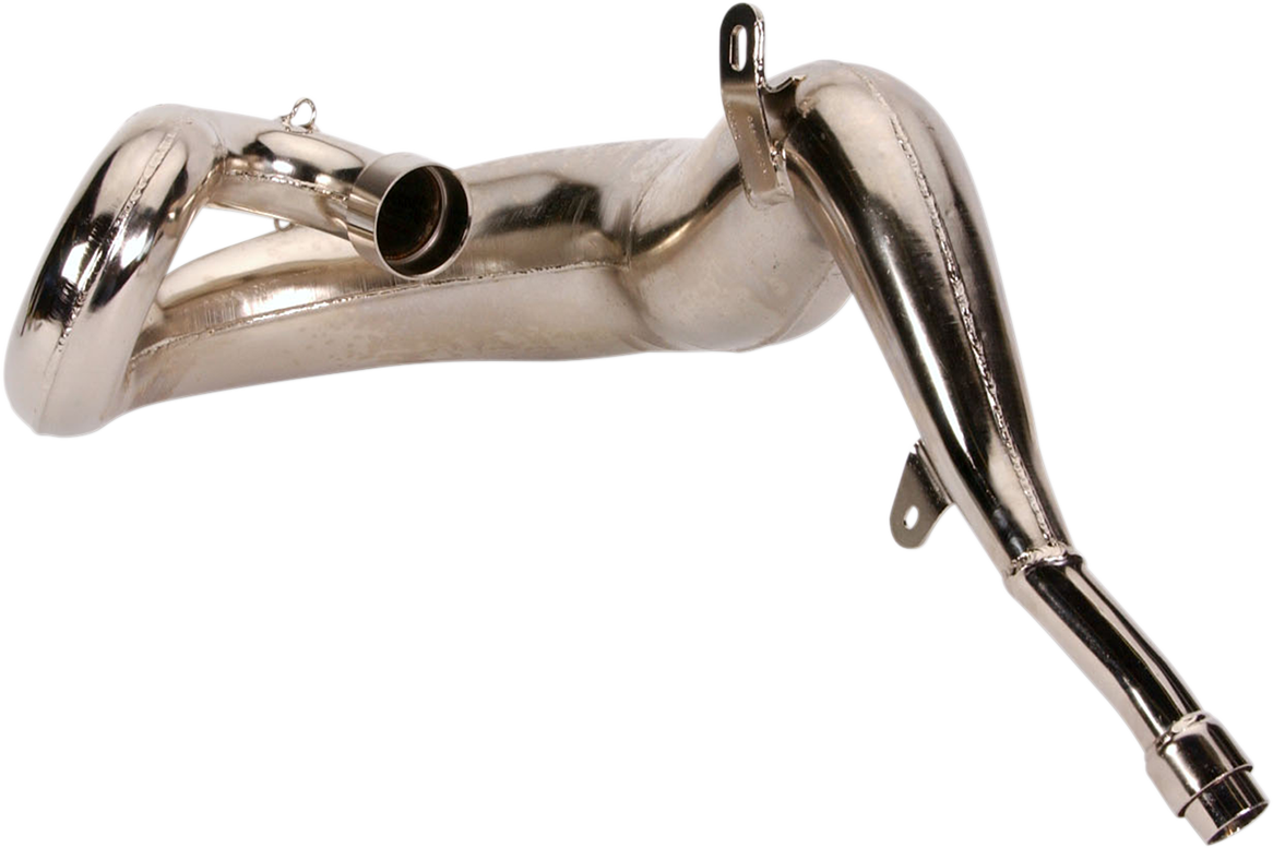FMF Gnarly Pipe 020024 heavy-duty motorcycle exhaust for 200cc to 500cc off-road bikes, shown in black with mounting hardware.
