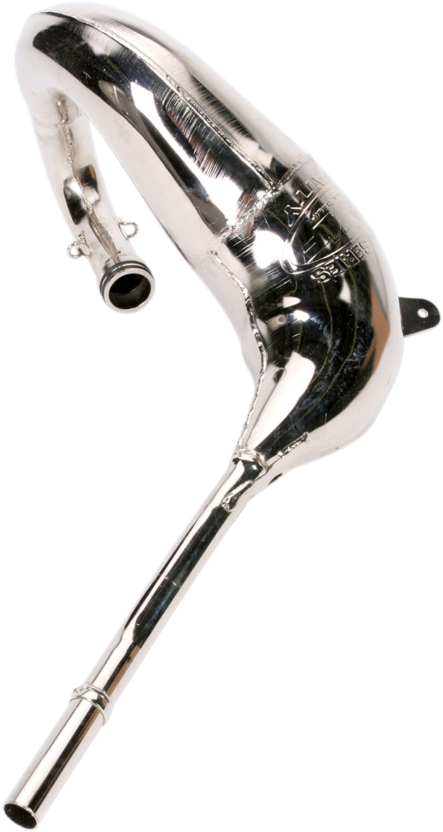 FMF Fatty Pipe 020050 high-performance motorcycle exhaust with polished metal finish and mounting hardware visible.